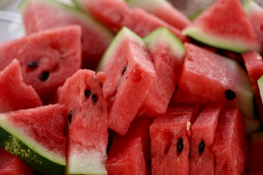 Freshly sliced watermelon